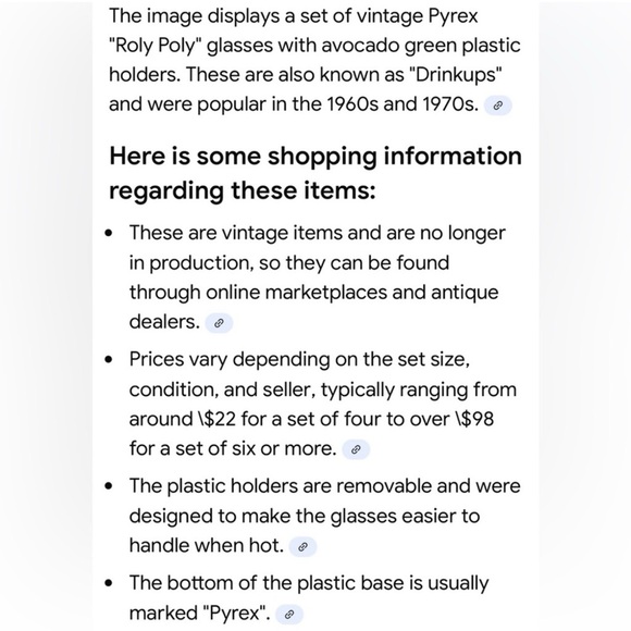 Vintage Pyrex Drinkups Roly Poly Glasses - Picture 10 of 10